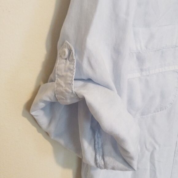 Cloth & Stone Sawyer Tencel Shirt Dress-Small-Roll Tab Sleeve-Pockets-USA Made - Picture 6 of 10